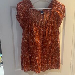 Old Navy Rust Floral Blouse